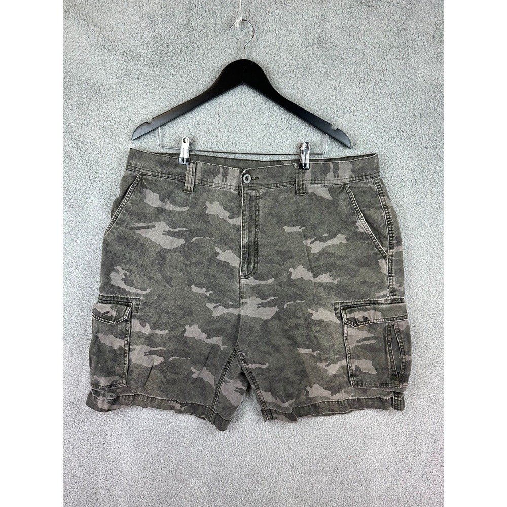 Falls Creek Camo Cargo Shorts Men Size 42 Green Woodland Camouflage Baggy Grunge